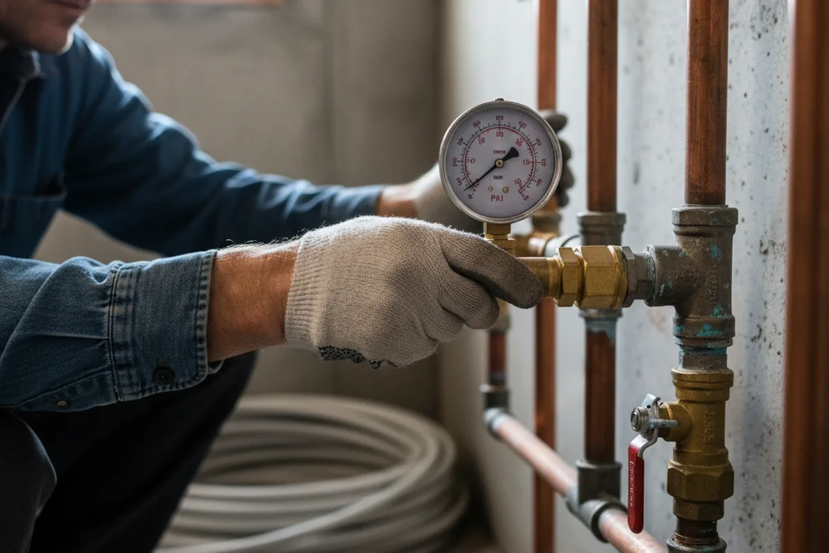 Pressure testing a repaired line during Water Line Repair in Mill Neck